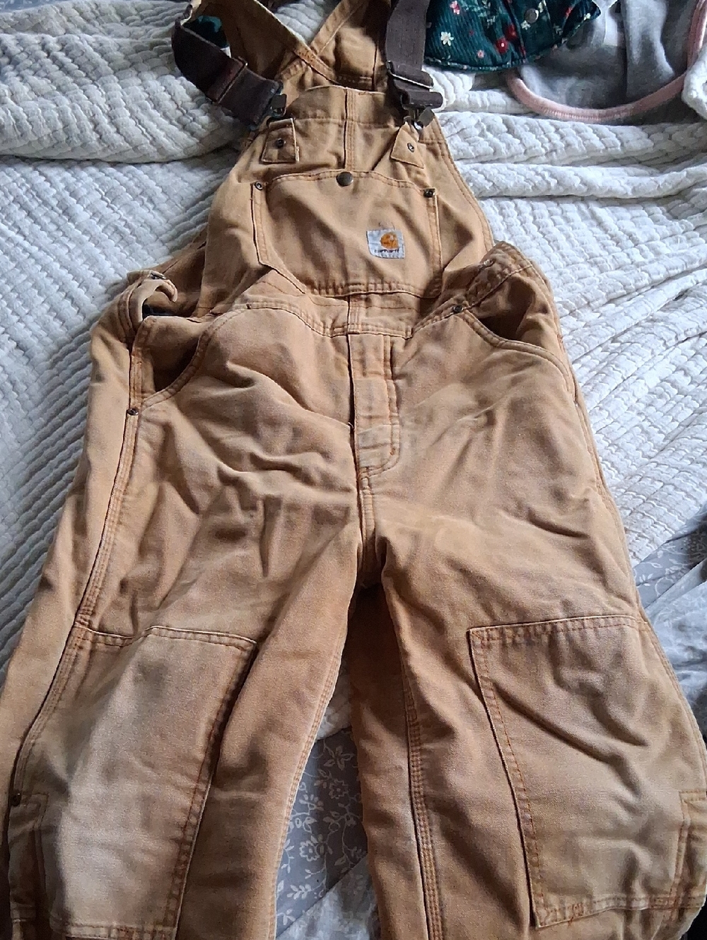 Carhartt Kids Tan Duck Canvas Bib Overalls